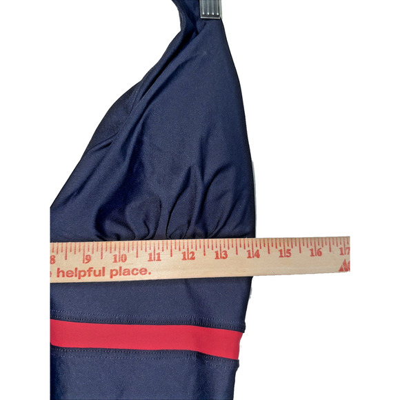 Tommy Hilfiger Sz 10 One Piece Halter Swimsuit Traditional Red White Blue Preppy - Picture 4 of 9